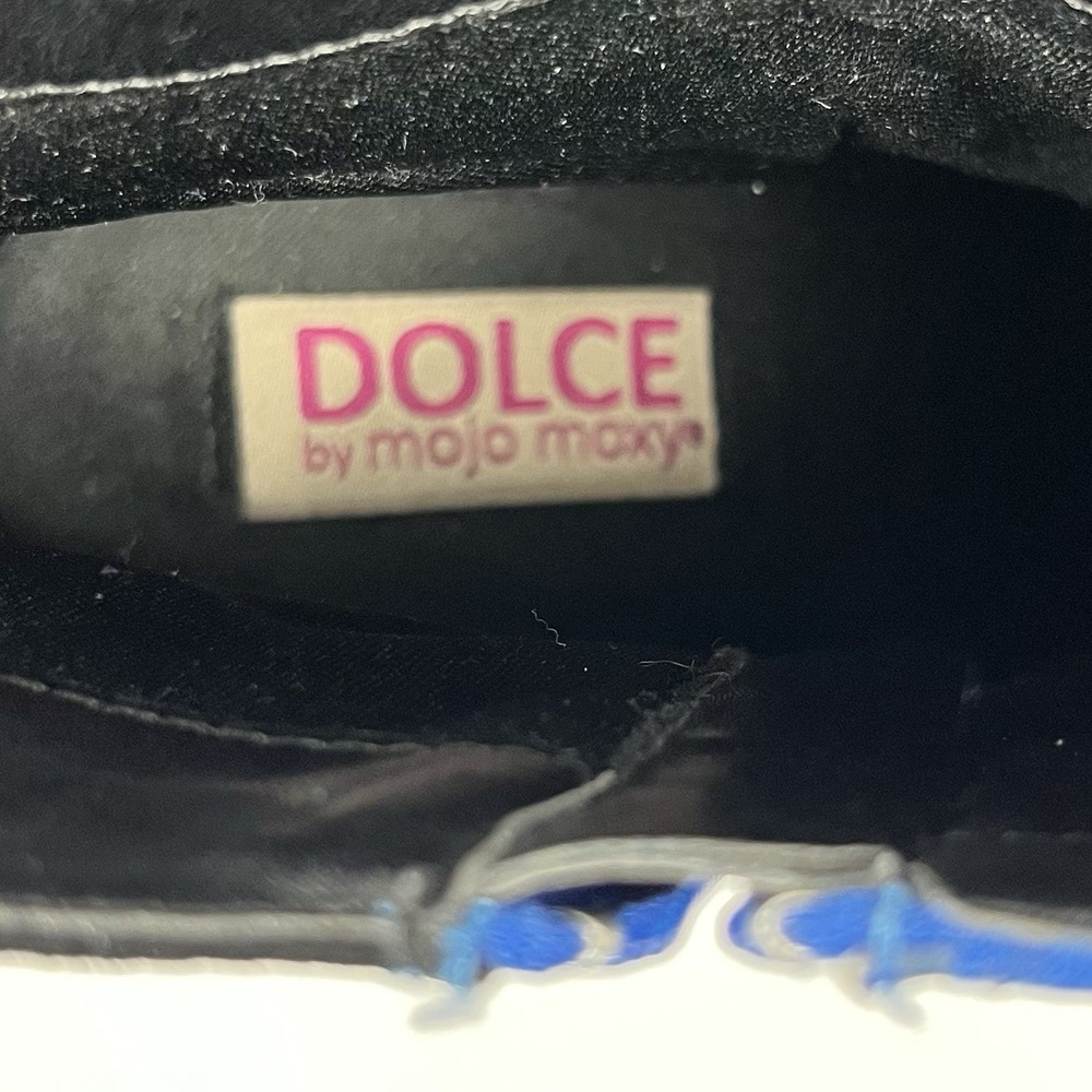 Dolce Womens Suede Stiletto Heel Ankle Boot Size 7.5 Blue Black Modern Sleek - Picture 9 of 13